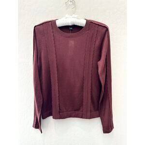 ANN TAYLOR | Burgundy Wine Merino Wool Lightweight Crewneck Sweater | Small